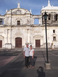 me and my dad in front of the Leon Cathedral