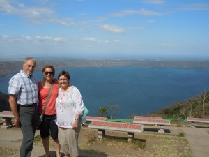 Me and my parents overlooking Laguna de Apoyo on a very windy day!