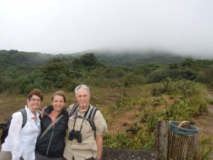 Me and my parents on the cloud covered Mombacho Volcano