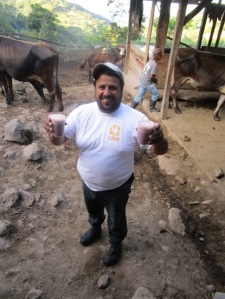 Hector with our fresh-from-the-cow beverages (photo by Sahand Fard)