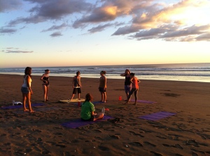 Getting ready to do yoga on the beach