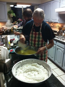 dad working on his famous egg nog