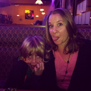 Goofing with my nephew at our last sushi dinner together
