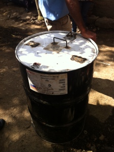 the barrel that has been welded into an oven 